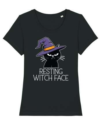 Resting Witch Face Halloween Cat Black