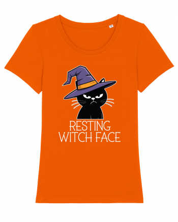 Resting Witch Face Halloween Cat Bright Orange