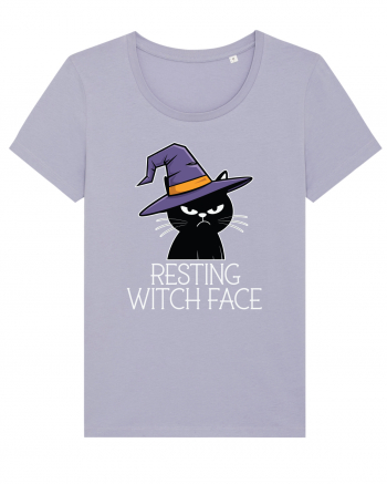 Resting Witch Face Halloween Cat Lavender