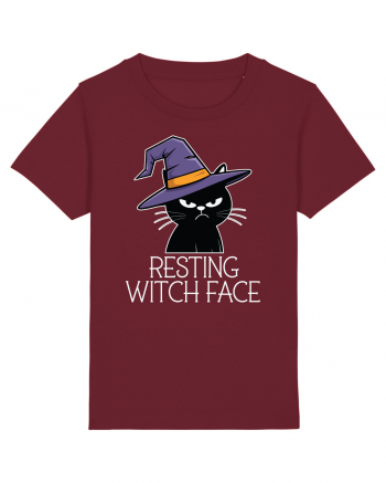 Resting Witch Face Halloween Cat Burgundy