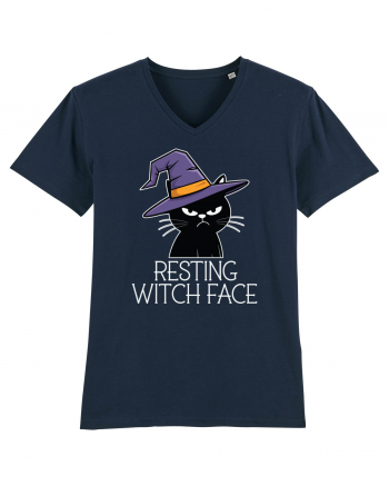 Resting Witch Face Halloween Cat French Navy