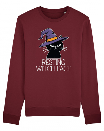 Resting Witch Face Halloween Cat Burgundy