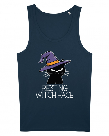 Resting Witch Face Halloween Cat Navy