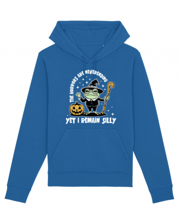 The Horrors Are Neverending Yet I Remain Silly Funny Frog Witch Halloween Royal Blue