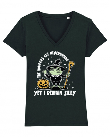 The Horrors Are Neverending Yet I Remain Silly Funny Frog Witch Halloween Black