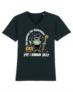 The Horrors Are Neverending Yet I Remain Silly Funny Frog Witch Halloween Tricou mânecă scurtă guler V Bărbat Presenter