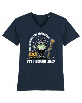 The Horrors Are Neverending Yet I Remain Silly Funny Frog Witch Halloween French Navy