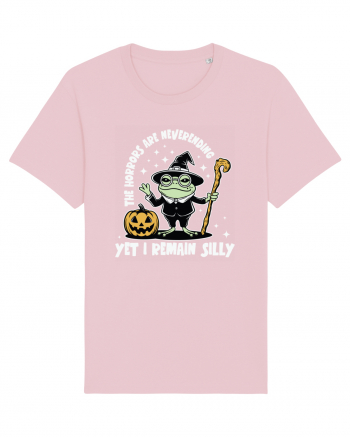 The Horrors Are Neverending Yet I Remain Silly Funny Frog Witch Halloween Cotton Pink