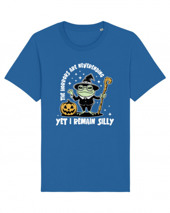 The Horrors Are Neverending Yet I Remain Silly Funny Frog Witch Halloween Royal Blue