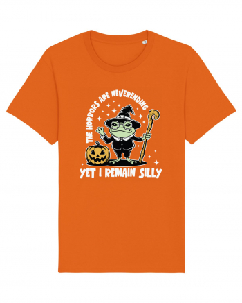 The Horrors Are Neverending Yet I Remain Silly Funny Frog Witch Halloween Bright Orange