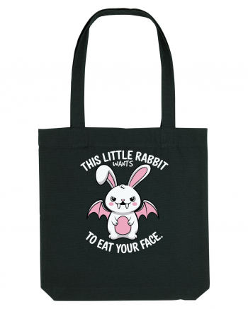 This Little Rabbit Wants to Eat Your Face Funny Halloween BatRabbit Black