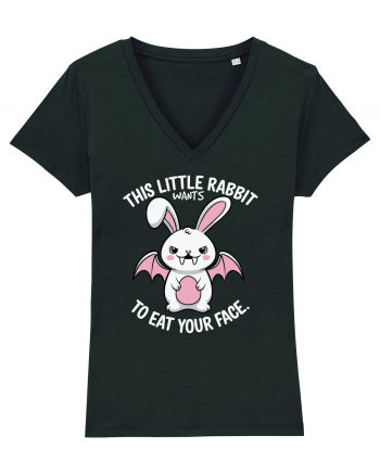 This Little Rabbit Wants to Eat Your Face Funny Halloween BatRabbit Black