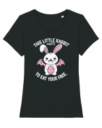 This Little Rabbit Wants to Eat Your Face Funny Halloween BatRabbit Tricou mânecă scurtă guler larg fitted Damă Expresser