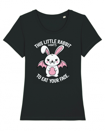 This Little Rabbit Wants to Eat Your Face Funny Halloween BatRabbit Black