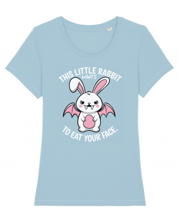 This Little Rabbit Wants to Eat Your Face Funny Halloween BatRabbit Sky Blue