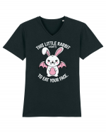 This Little Rabbit Wants to Eat Your Face Funny Halloween BatRabbit Tricou mânecă scurtă guler V Bărbat Presenter