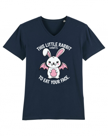 This Little Rabbit Wants to Eat Your Face Funny Halloween BatRabbit French Navy