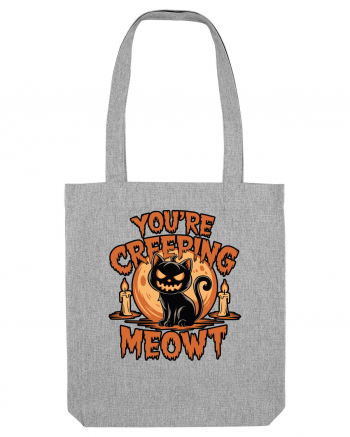 You're Creeping Meowt Pumpkin Face Cat Halloween Heather Grey