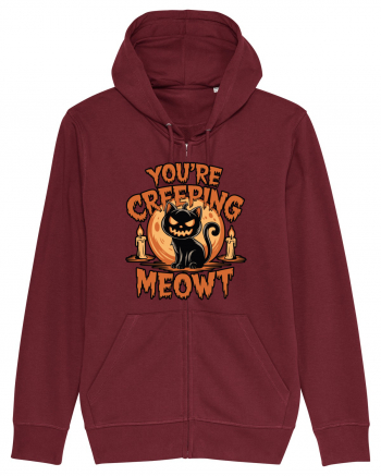 You're Creeping Meowt Pumpkin Face Cat Halloween Burgundy