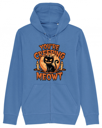 You're Creeping Meowt Pumpkin Face Cat Halloween Bright Blue