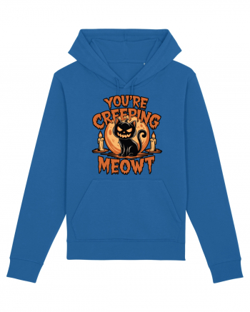 You're Creeping Meowt Pumpkin Face Cat Halloween Royal Blue