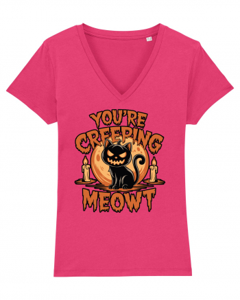 You're Creeping Meowt Pumpkin Face Cat Halloween Raspberry