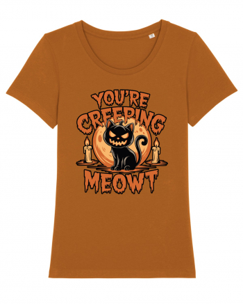 You're Creeping Meowt Pumpkin Face Cat Halloween Roasted Orange