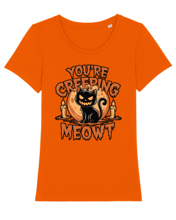 You're Creeping Meowt Pumpkin Face Cat Halloween Bright Orange