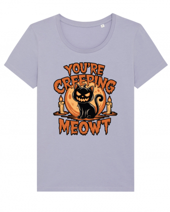 You're Creeping Meowt Pumpkin Face Cat Halloween Lavender