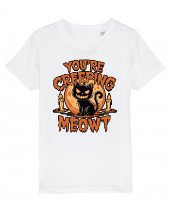 You're Creeping Meowt Pumpkin Face Cat Halloween White