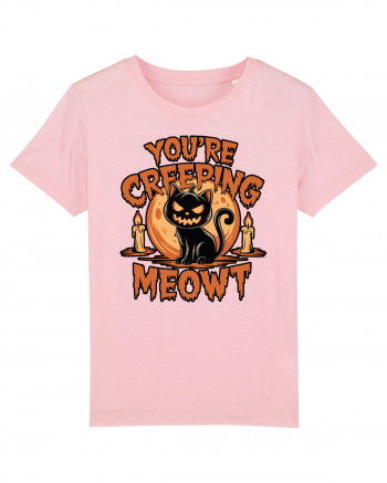 You're Creeping Meowt Pumpkin Face Cat Halloween Cotton Pink