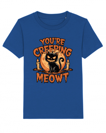 You're Creeping Meowt Pumpkin Face Cat Halloween Majorelle Blue