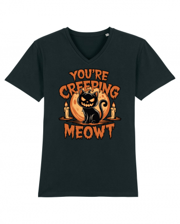 You're Creeping Meowt Pumpkin Face Cat Halloween Black
