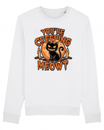 You're Creeping Meowt Pumpkin Face Cat Halloween White