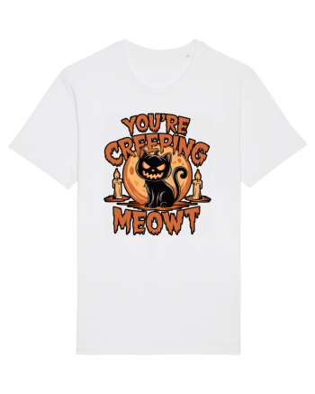 You're Creeping Meowt Pumpkin Face Cat Halloween White