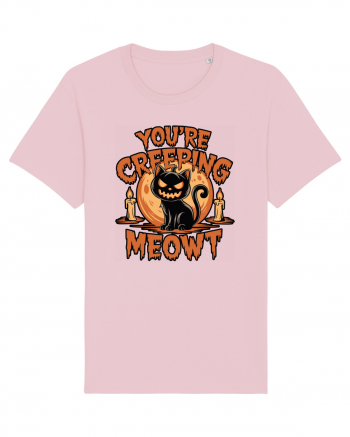 You're Creeping Meowt Pumpkin Face Cat Halloween Cotton Pink