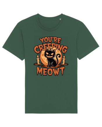 You're Creeping Meowt Pumpkin Face Cat Halloween Bottle Green