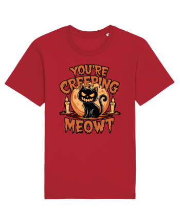 You're Creeping Meowt Pumpkin Face Cat Halloween Red