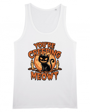 You're Creeping Meowt Pumpkin Face Cat Halloween White