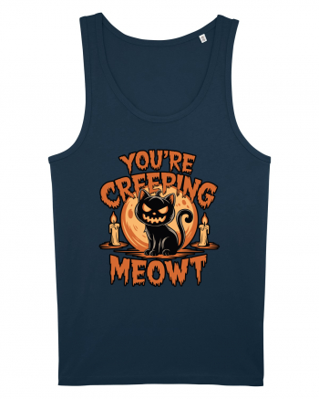 You're Creeping Meowt Pumpkin Face Cat Halloween Navy
