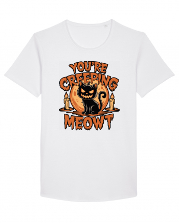 You're Creeping Meowt Pumpkin Face Cat Halloween White