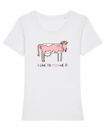 I like to MOO-ve it Tricou mânecă scurtă guler larg fitted Damă Expresser