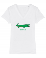 Croco Tricou mânecă scurtă guler V Damă Evoker