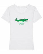 Croco Tricou mânecă scurtă guler larg fitted Damă Expresser