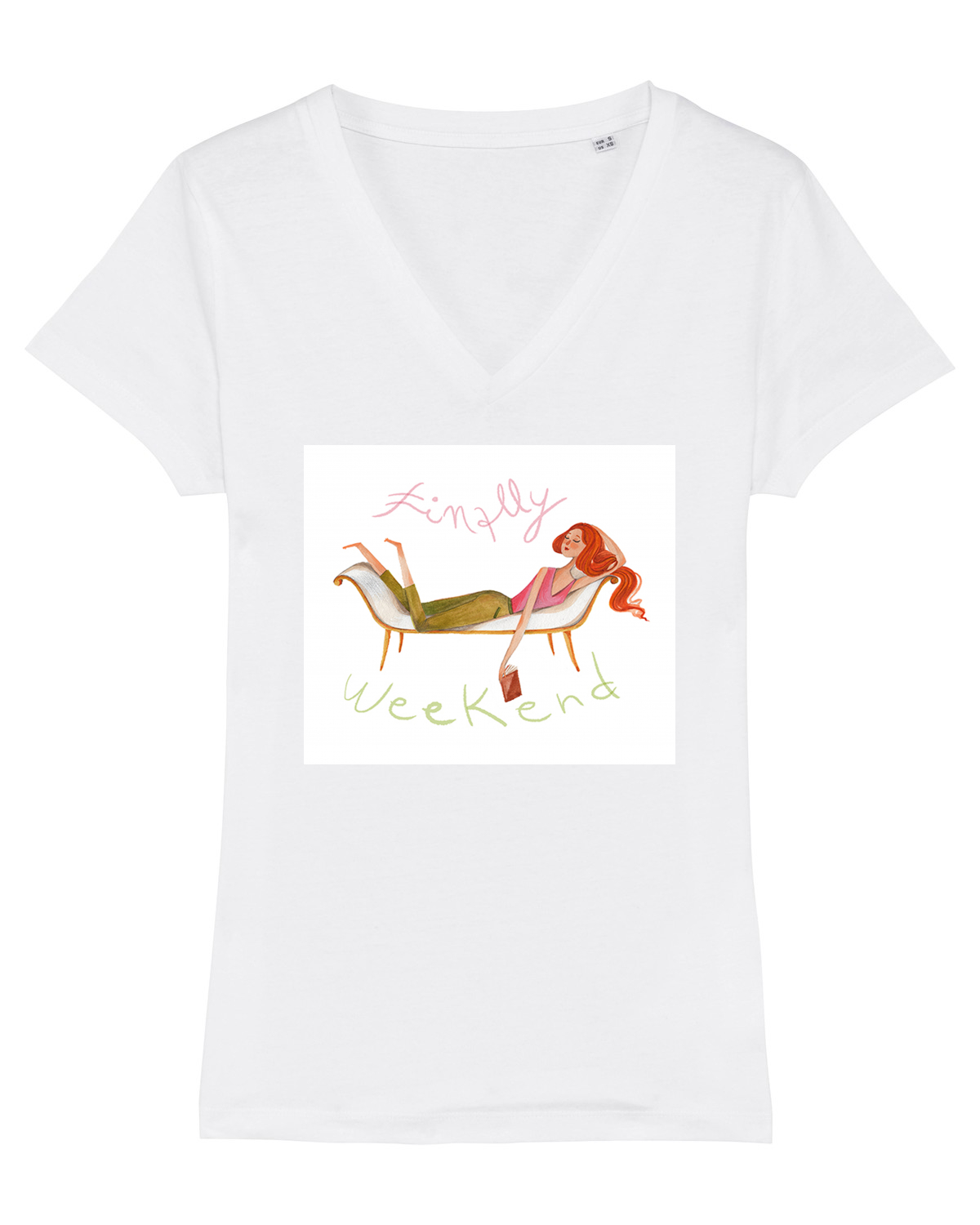 Tricou mânecă scurtă guler V Damă Evoker White