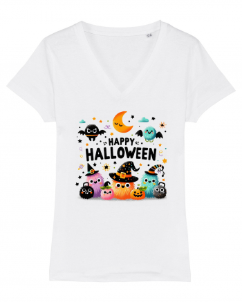 Happy Halloween cute ghost buddies White