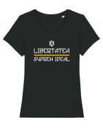 Libertatea Suprem Ideal Tricou mânecă scurtă guler larg fitted Damă Expresser