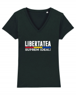 Libertatea, Suprem Ideal! Tricou mânecă scurtă guler V Damă Evoker