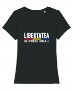 Libertatea, Suprem Ideal! Tricou mânecă scurtă guler larg fitted Damă Expresser