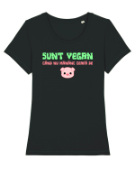 SUNT VEGAN CAND NU MANANC CEAFA DE PORC Tricou mânecă scurtă guler larg fitted Damă Expresser
